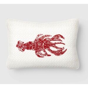Room Essentials Lumbar Lobster Indoor Throw Pillow Neutral Red 17 x 10 Nautical